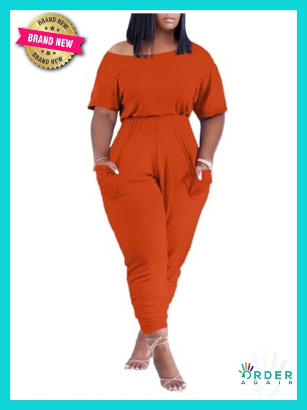Plus Size Off the Shoulder Jumpsuit with Pockets Summer Romper